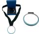 BLUE GRADIANT MEDAL ZINC ALLOY SURROUND GLASS CENTRE. RACING GREEN RIBBON AND BOX INCLUDED