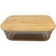 BAMBOO LID GLASS RECTANGLE LUNCH BOX 17.5*13cm