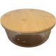 BAMBOO LID GLASS LUNCH BOX ROUND 19.5*8cm (1300ml)