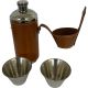 HIP FLASK CYLINDER BROWN PU SET