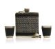 HIP FLASK SET GREY TWEED WITH TWO CUPS AND A FUNEL